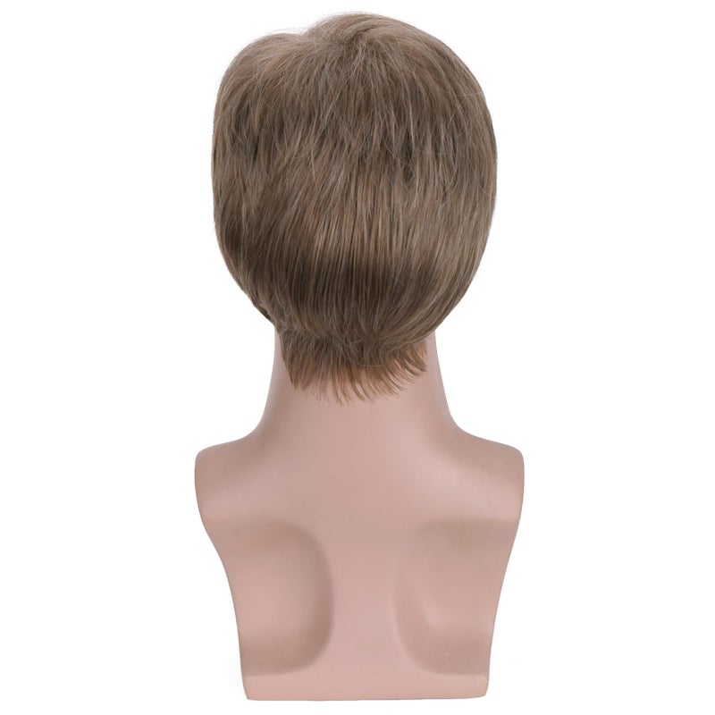 BERON Men Wigs Short Straight Heat Resistant Synthetic Wig Come with Wig Cap (Mixed Ash Blonde) - Image 4